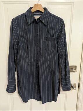 Esprit Tailored Dark Blue Pinstripe Casual Button-Down Shirt